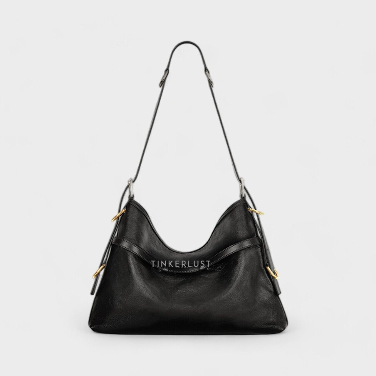 Givenchy Medium Voyou Shoulder Bag in Black Tumbled Calfskin Leather