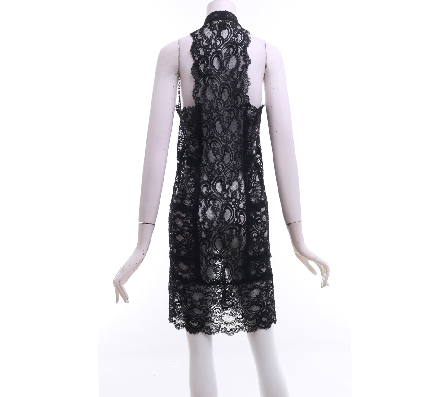 Nicole Miller Patterned Lace Black Mini Dress