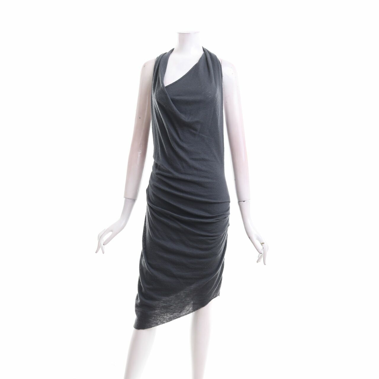 Helmut Lang Dark Grey Asymmetric Midi Dress
