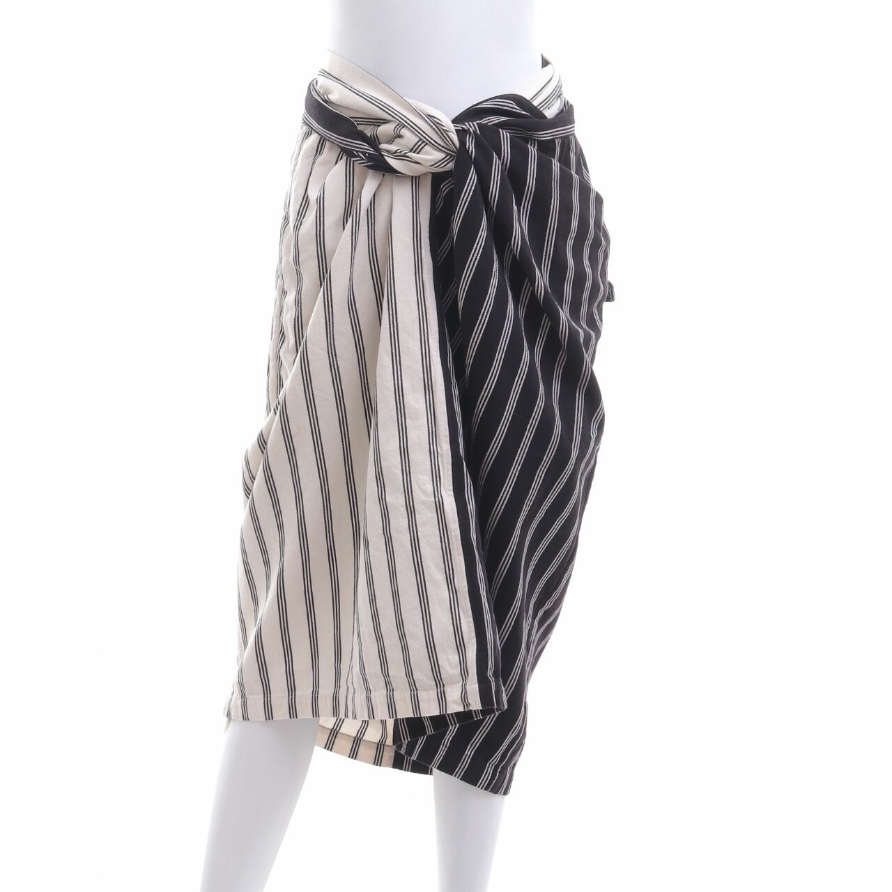 Lulu Lutfi Labibi Black & Off White Stripes Midi Skirt