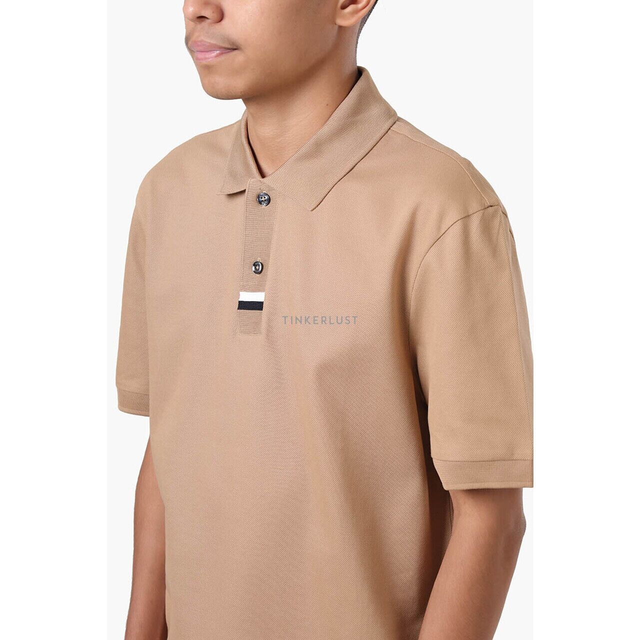 Hugo Boss Men Parlay 424 Polo Shirt in Beige Mercerised-Cotton