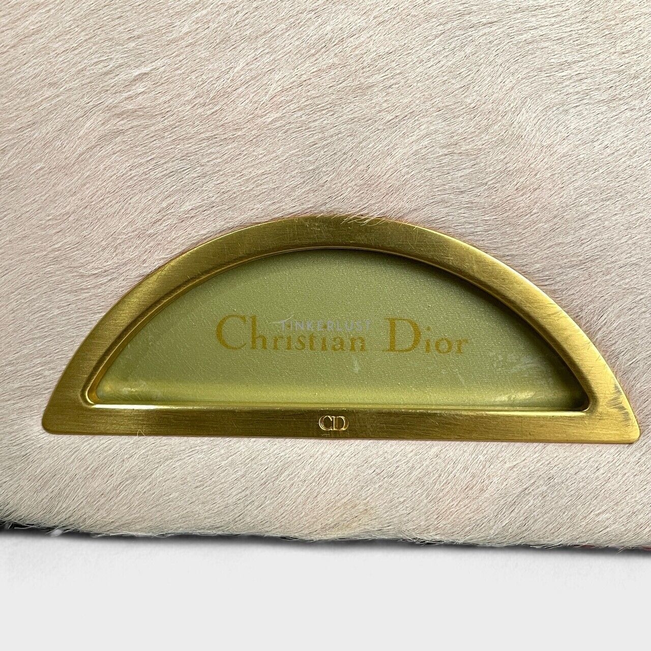 Christian Dior Malice Pearl Pink Green Fur Patent Leather Shoulder Bag