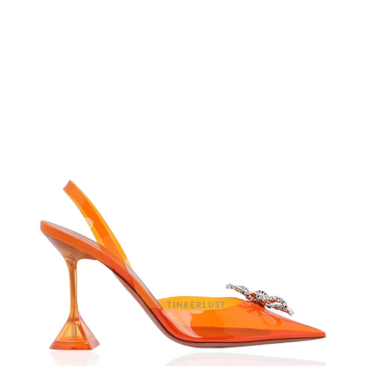 Amina Muaddi Rosie Glass PVC Slingback Pumps 95mm Orange Heels