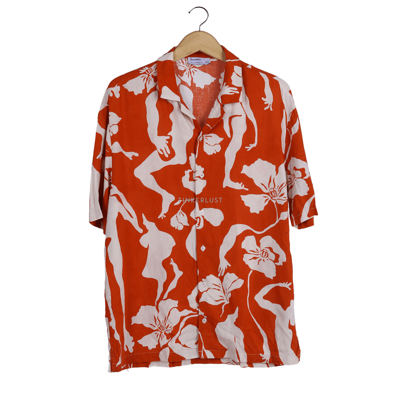 Bershka Orange & Cream Floral Shirt