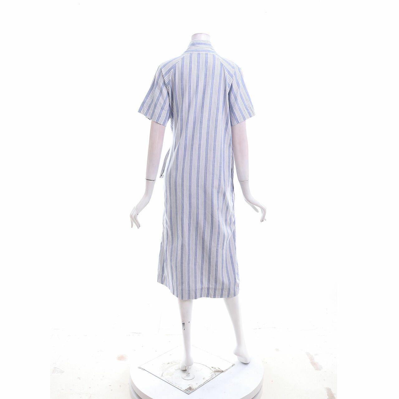 Nikicio Blue Stripes Wrap Midi Dress