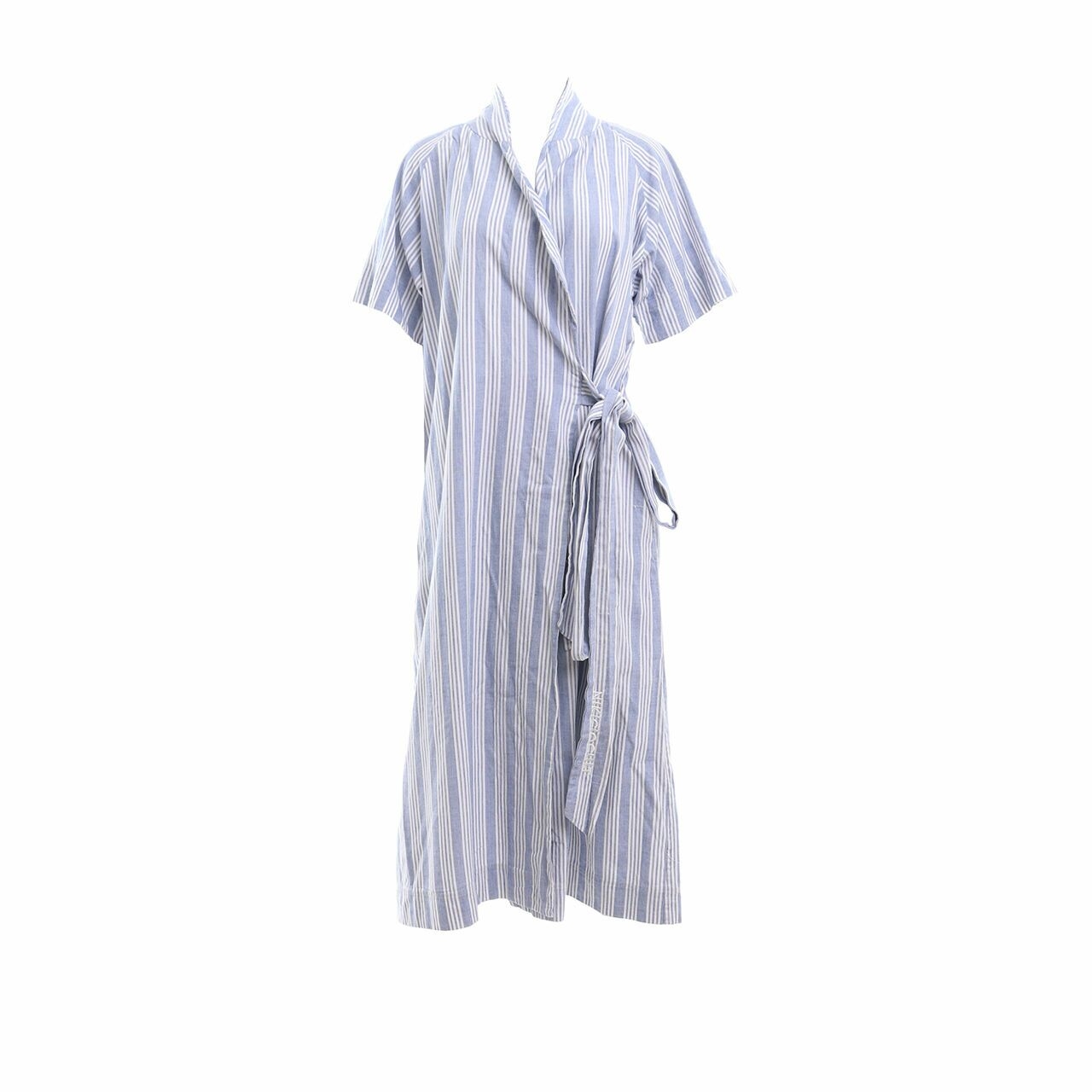 Nikicio Blue Stripes Wrap Midi Dress