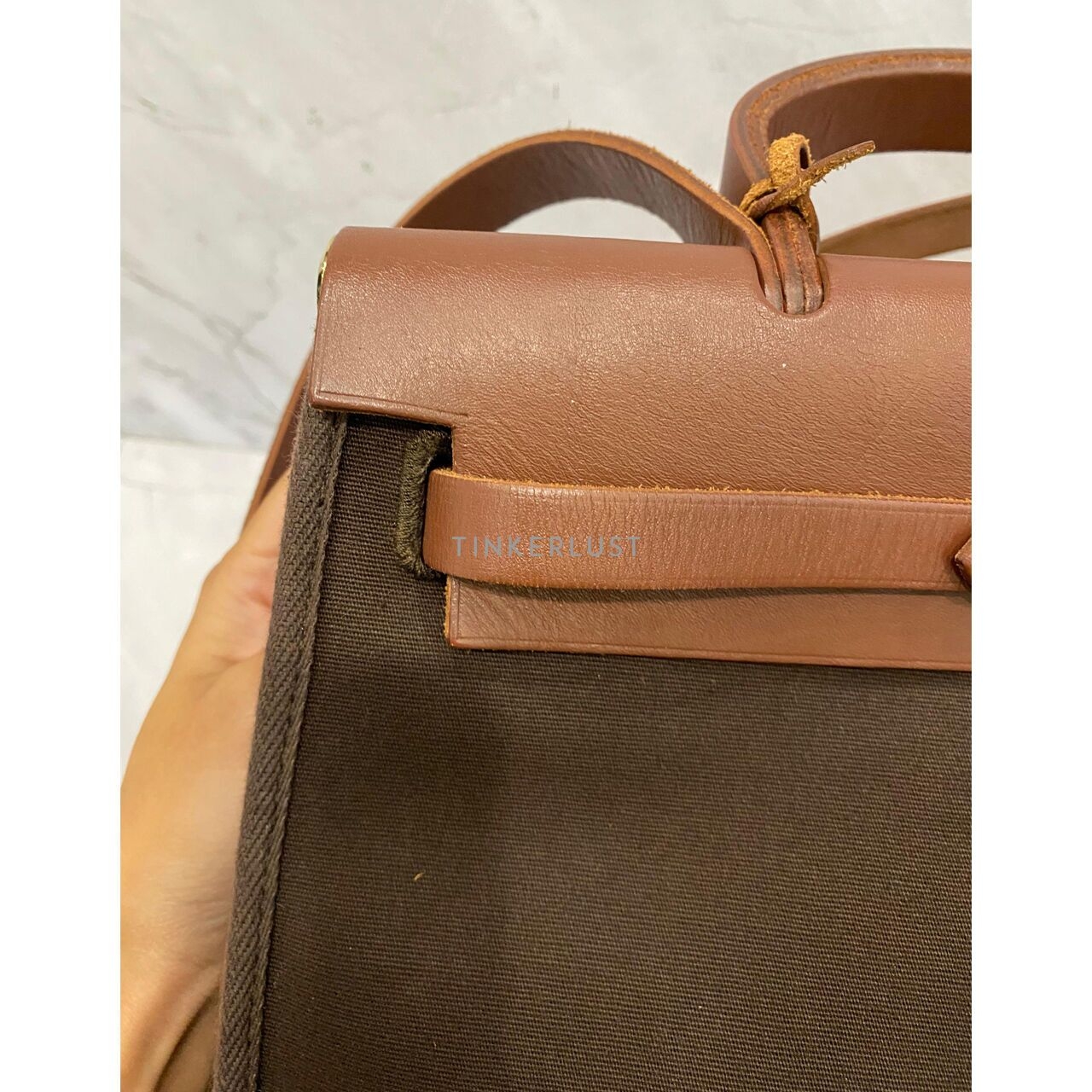 Hermes Herbag 31 Brown #E Square GHW Shoulder Bag