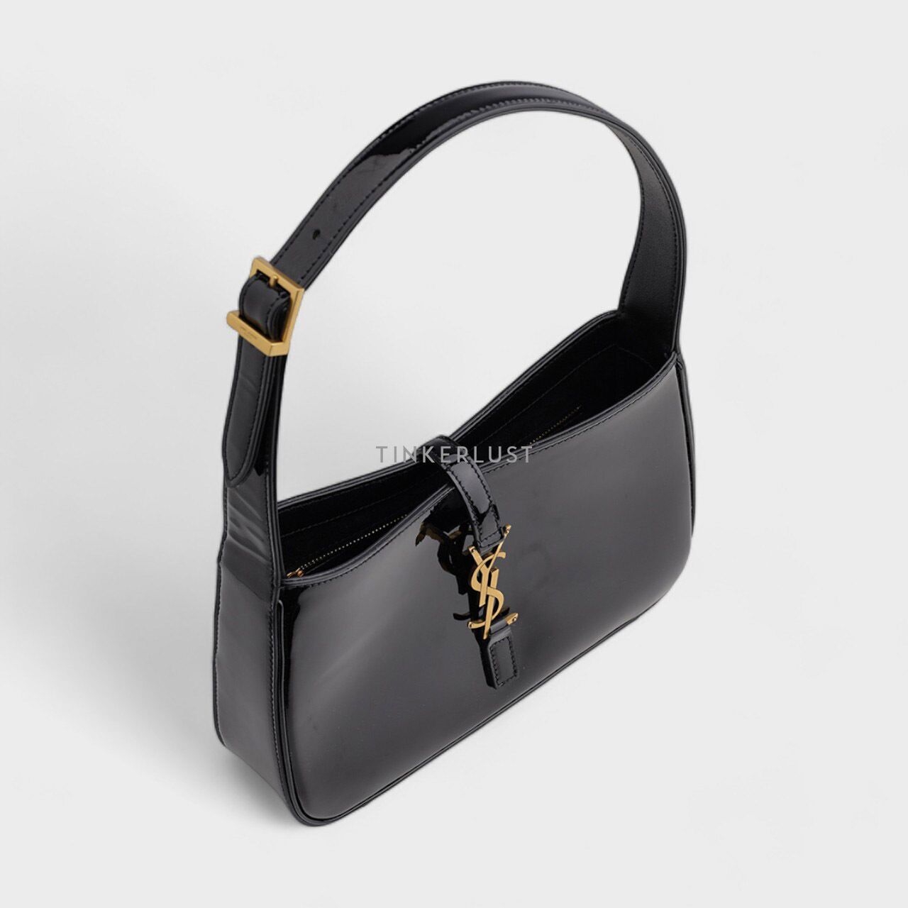 Saint Laurent Le 5 A 7 in Black Patent Leather With Bronze Hardware Shoulder Bag