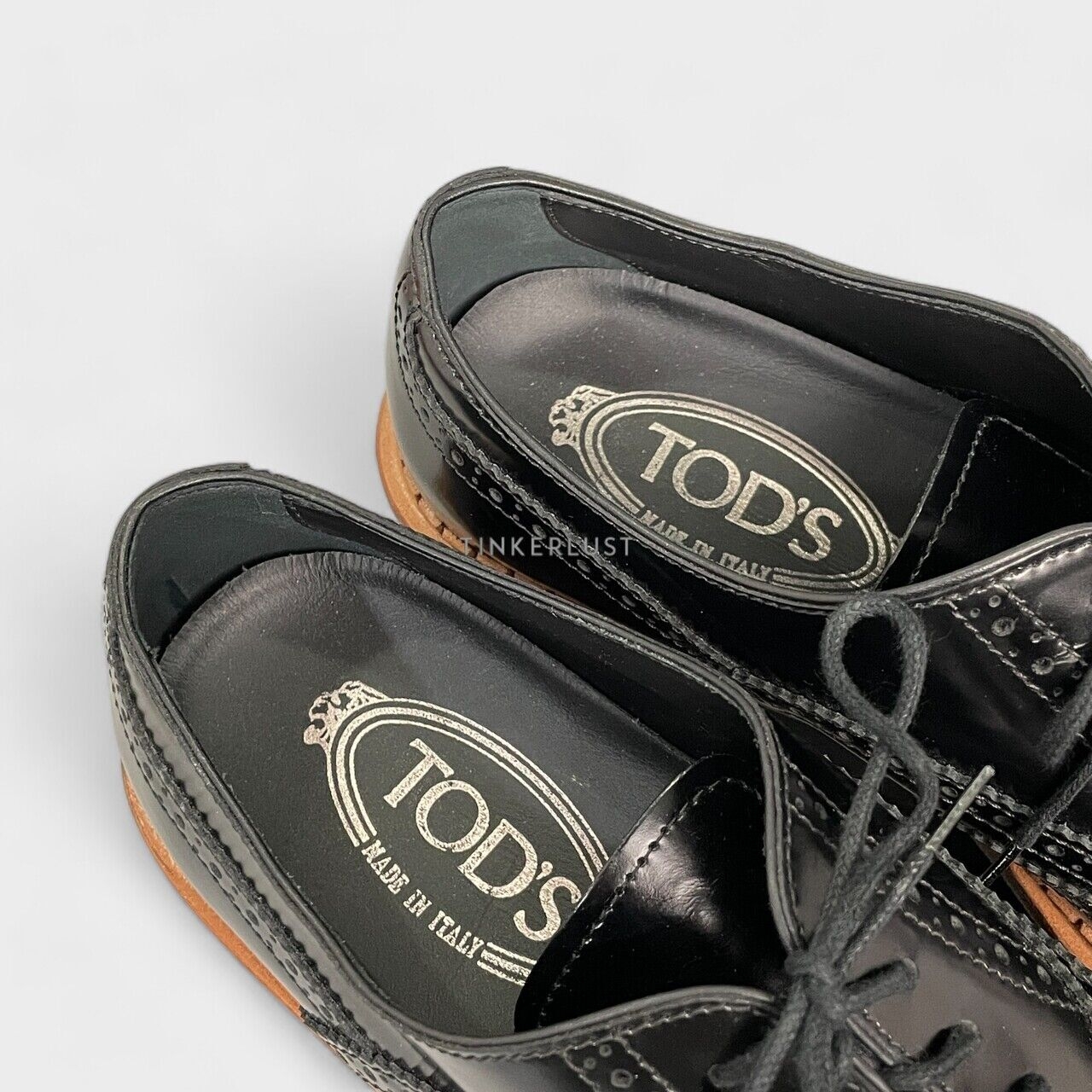 Tod's Leather Platform Black Oxford Shoes 