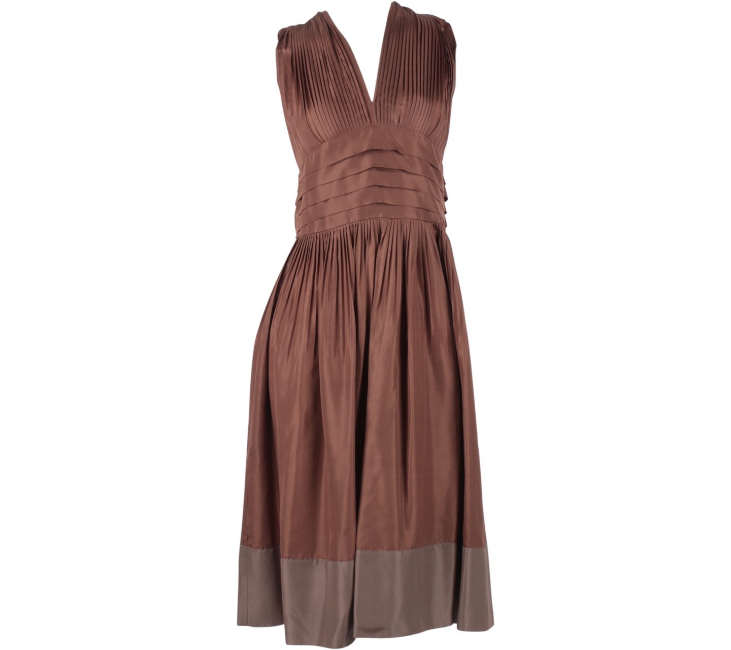 BCBG Brown Pleated Midi Dress