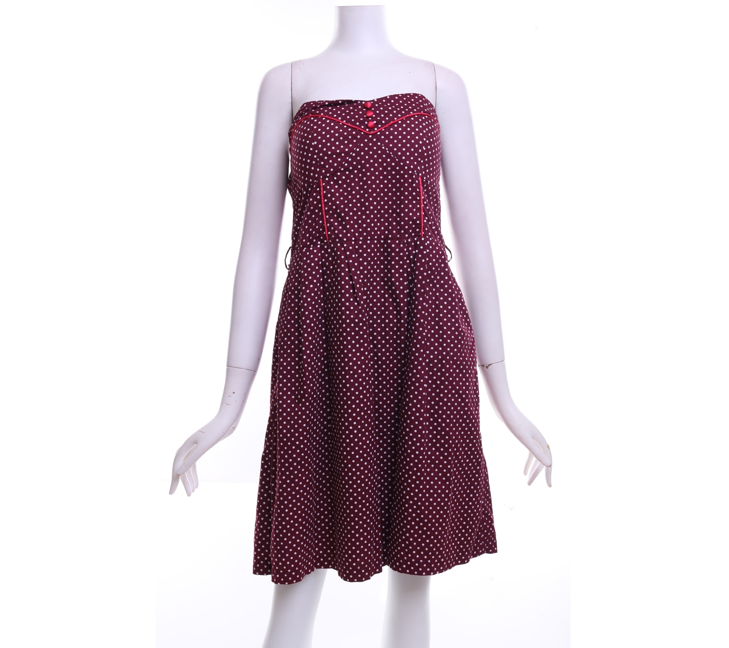 Esye Maroon Polka Dot Shoulder Strap Mini Dress