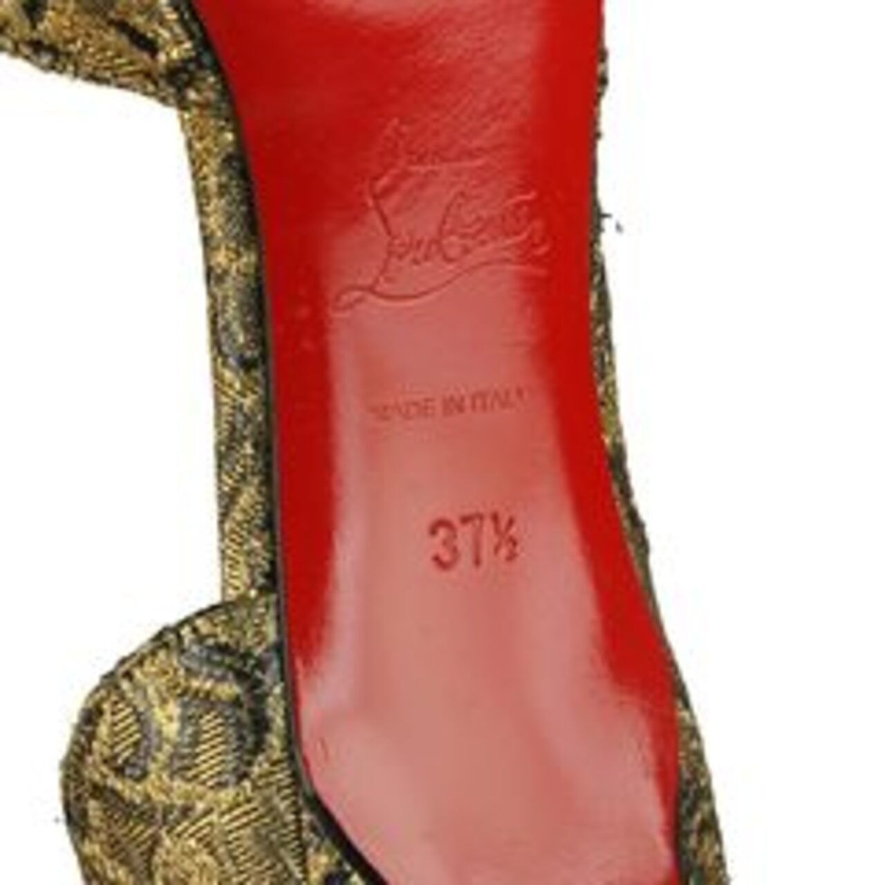 Christian Louboutin Bronze and Brown Swirl Iriza 45 Brocart Pumps Heels