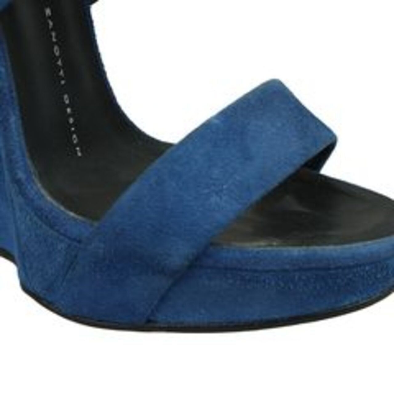 Giuseppe Zanotti Sculpted Suede Crisscross Wedge Sandal Blue Wedges
