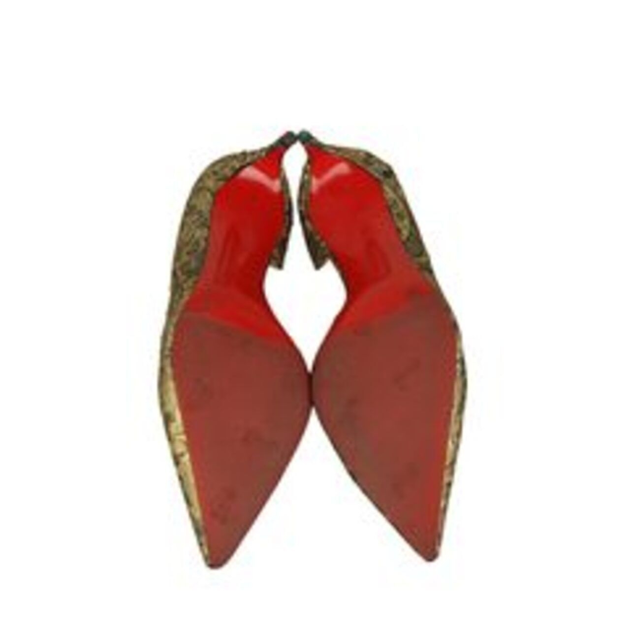 Christian Louboutin Bronze and Brown Swirl Iriza 45 Brocart Pumps Heels