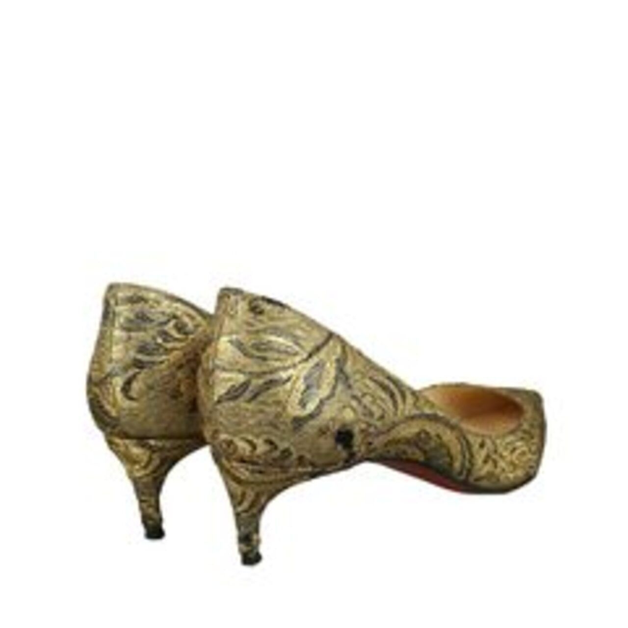 Christian Louboutin Bronze and Brown Swirl Iriza 45 Brocart Pumps Heels