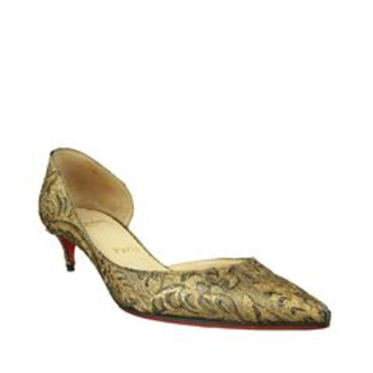 Christian Louboutin Bronze and Brown Swirl Iriza 45 Brocart Pumps Heels
