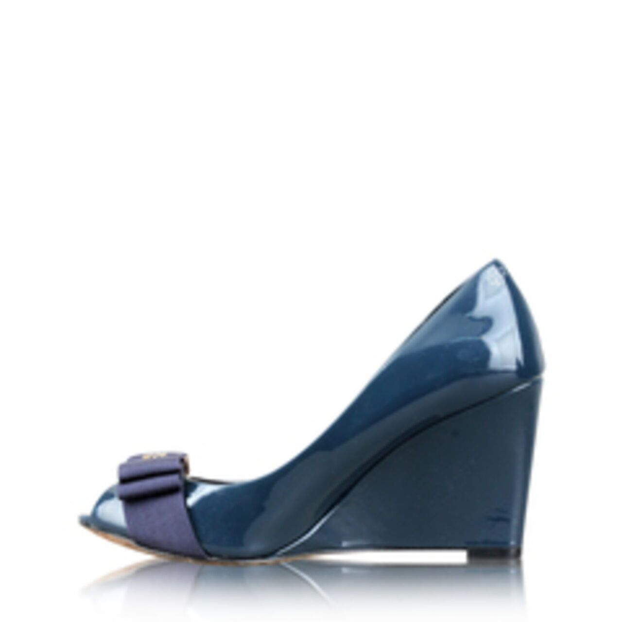 Tory Burch Peep Toe Blue Wedges