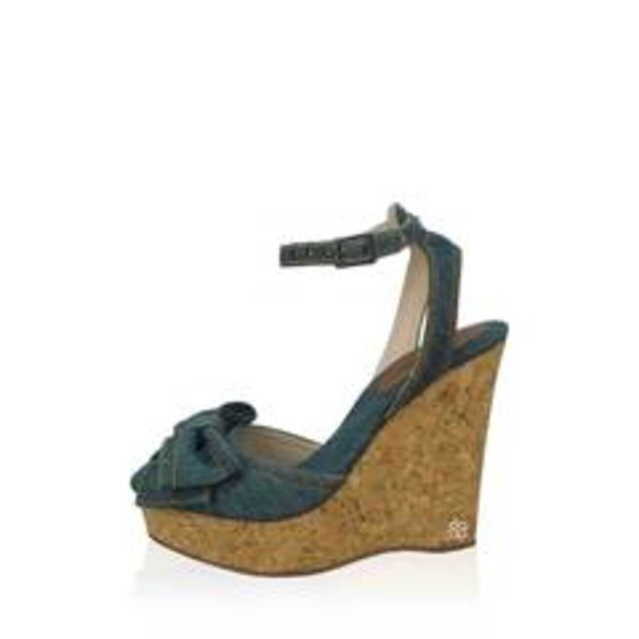 Red Valentino Bow Jeans Blue Wedges