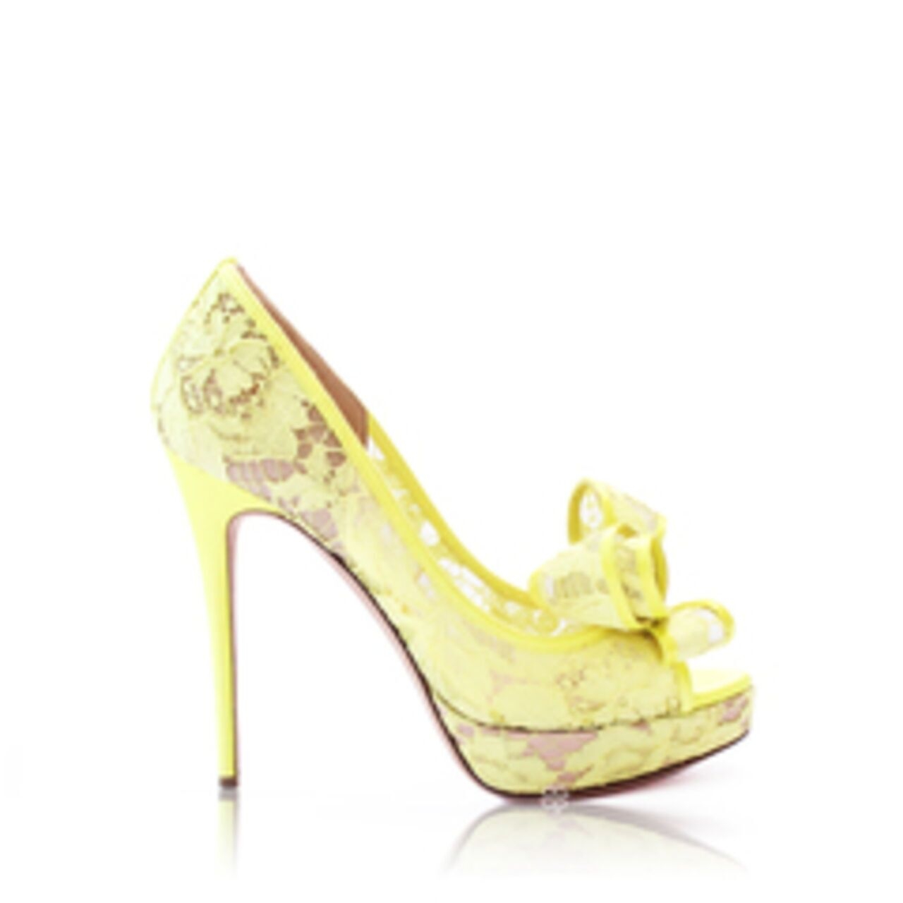 Valentino Garavani Mesh Lace Platform Heels In Yellow Heels