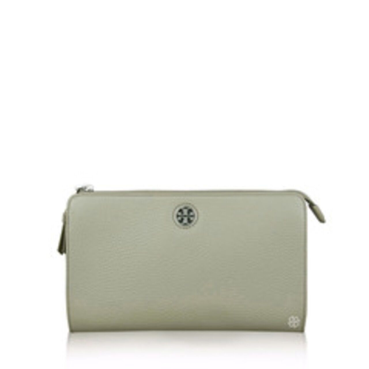 Tory Burch Gray Brody Pebbled Leather Wallet Sling Bag
