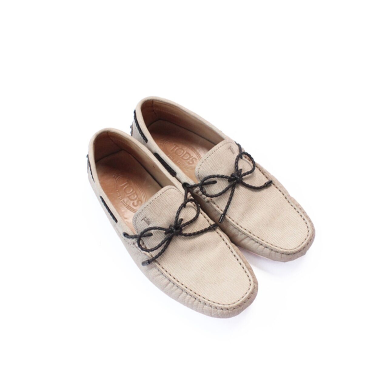TOD'S Men City Gommino Driving Shoes Cream Leather Loafers