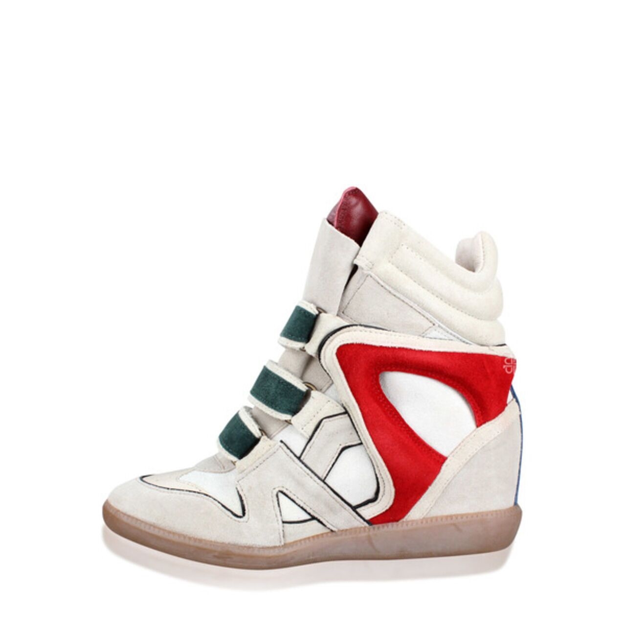 Isabel Marant Beige Suede Red Green High Top Sneakers