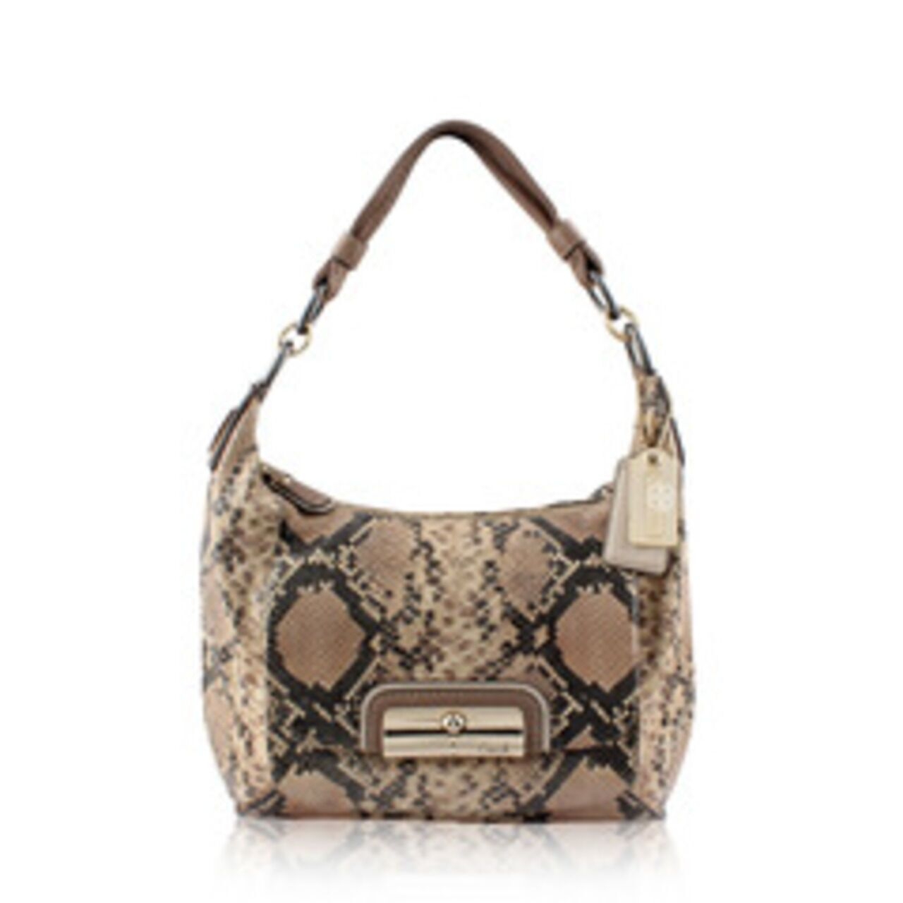 Coach Kristin Leather Embossed Python Round Satchel