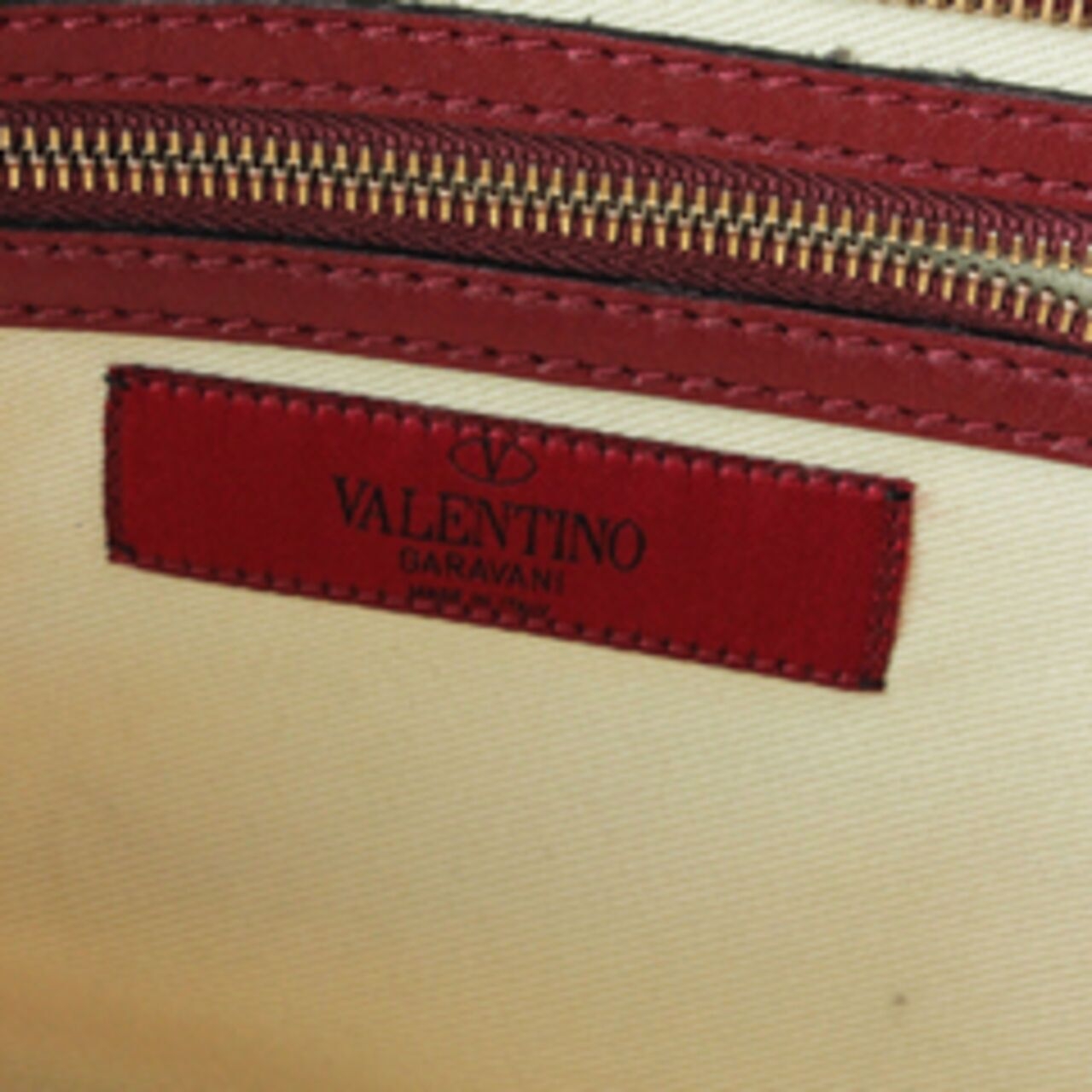 Valentino Red Leather Rockstud Small Double Handle Handbag