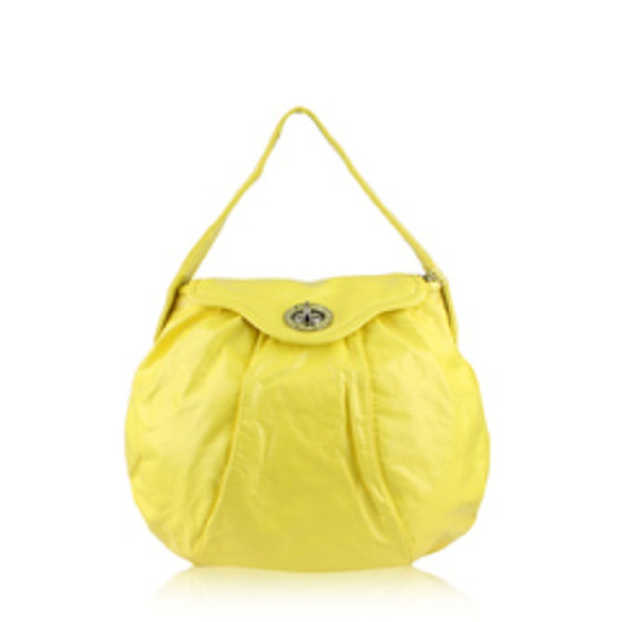 Marc by Marc Jacob Posh Turnlock Hobo Crinkled Patent Yellow Leather Shoulder Bag