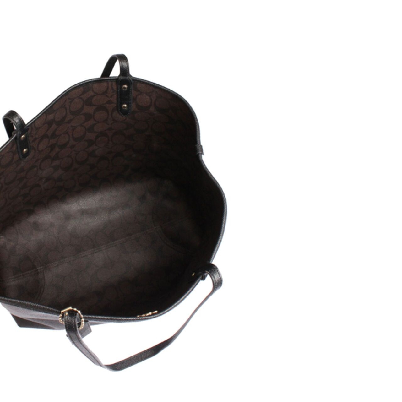 Coach Tote Bag Signature Open City Brown Black