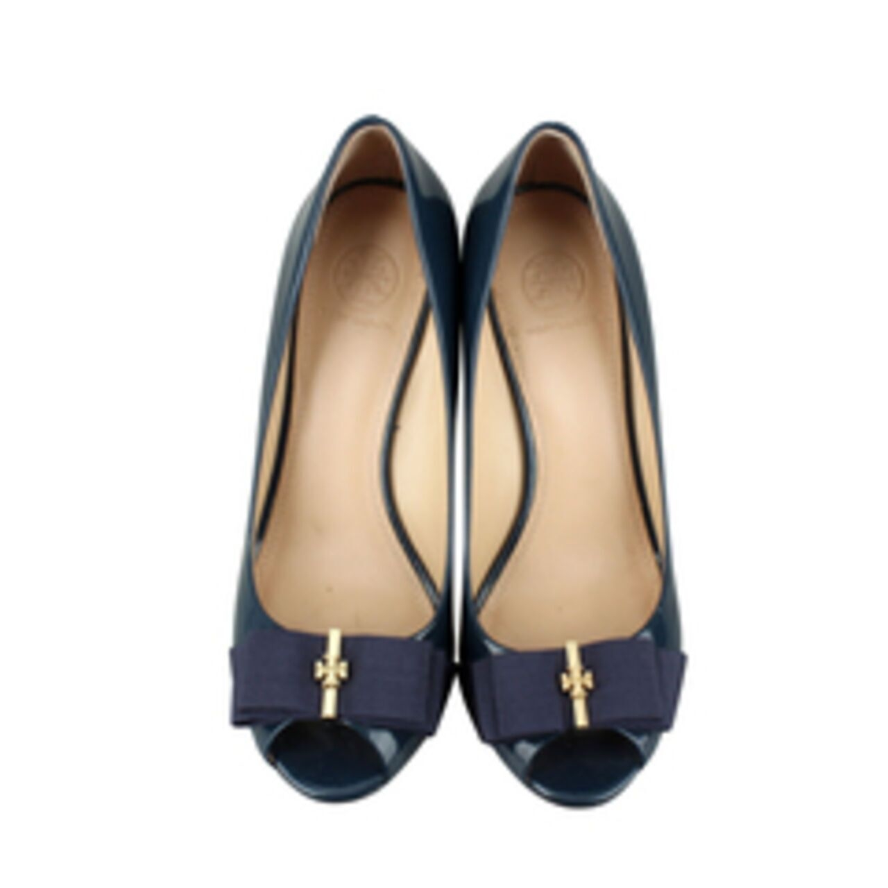 Tory Burch Peep Toe Blue Wedges