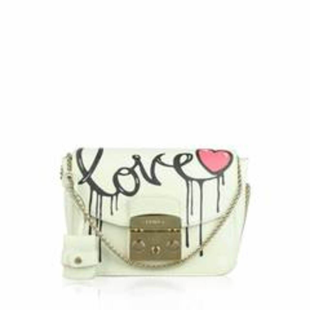 Furla Small White Bag With Love Design Sling Bag