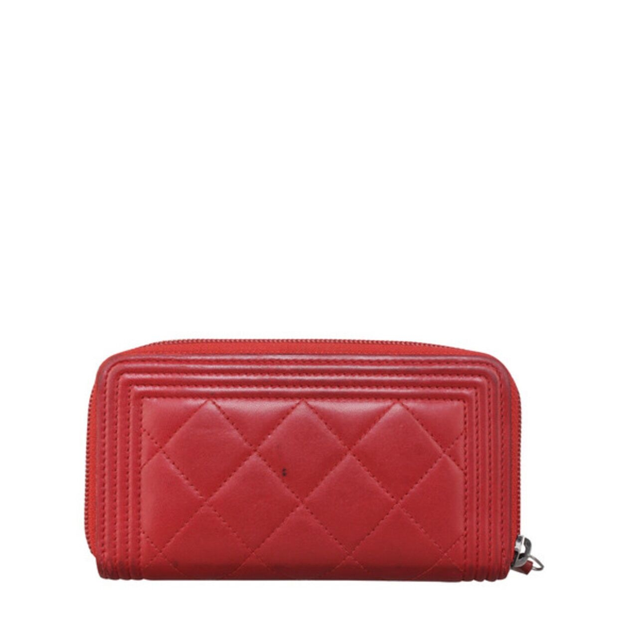 Chanel Lambskin Quilted Small Boy Zip Around Wallet