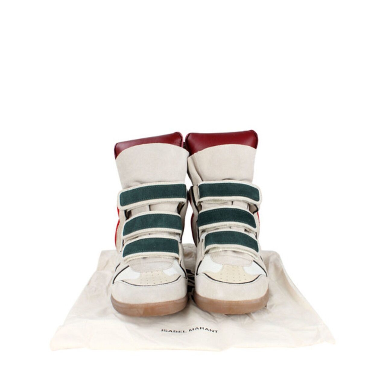 Isabel Marant Beige Suede Red Green High Top Sneakers