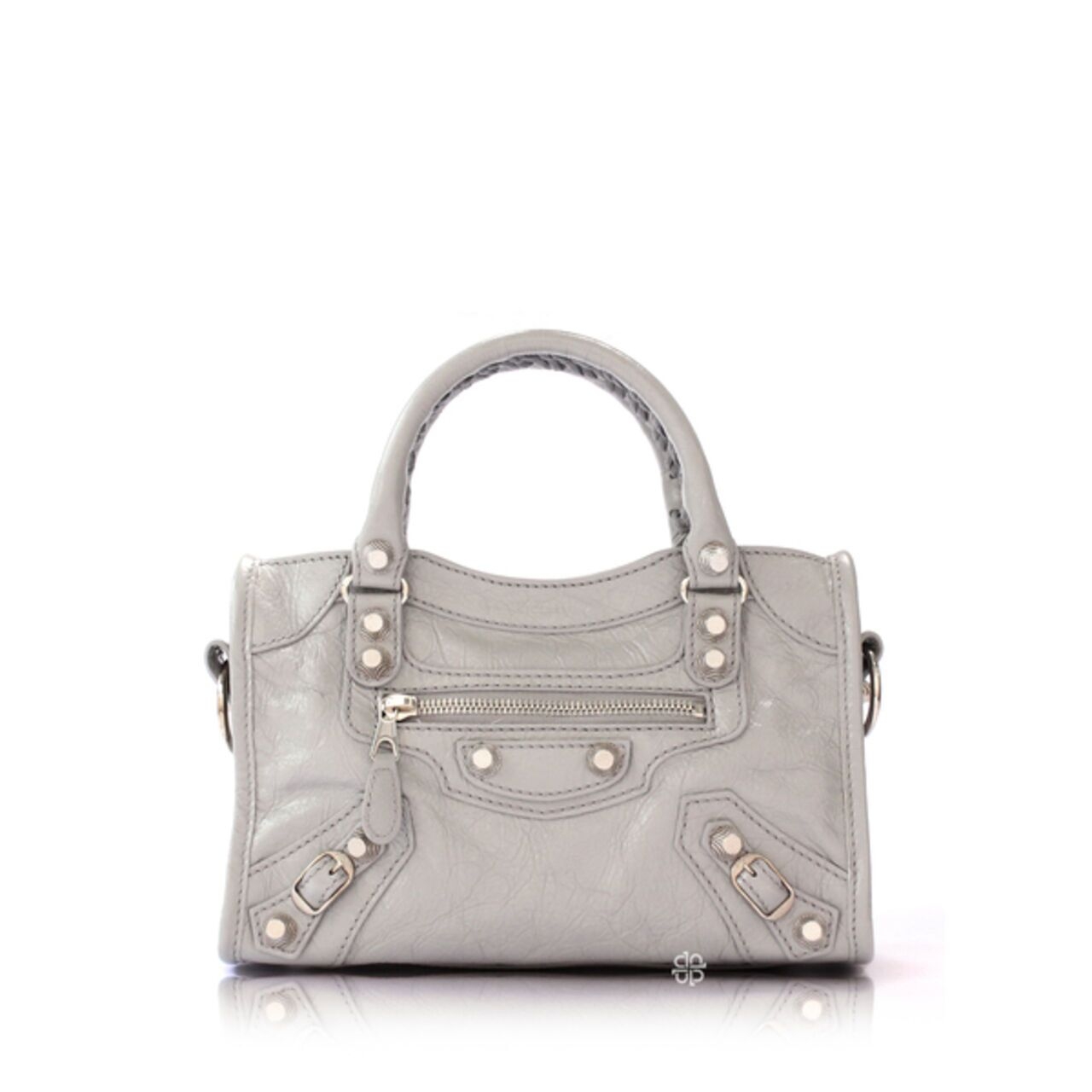 Balenciaga Mini City Bag Grey Lambskin Leather Giant 12 Silver