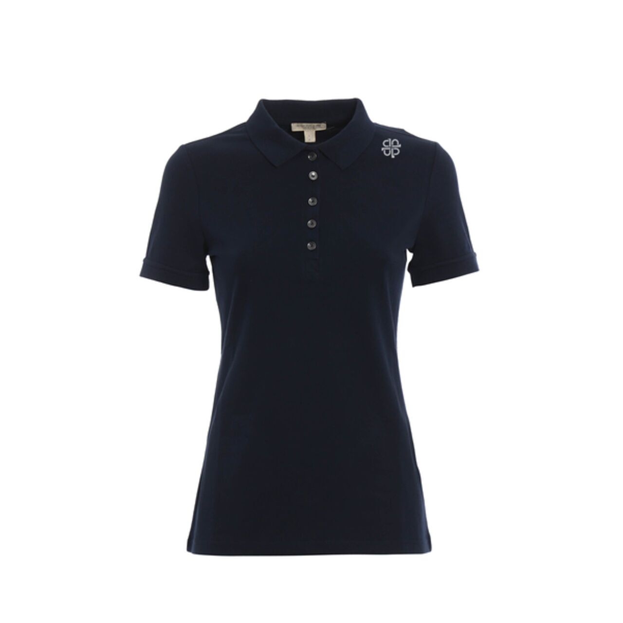 Burberry Navy Blue Ladies Pique Check Collar Tee Shirt