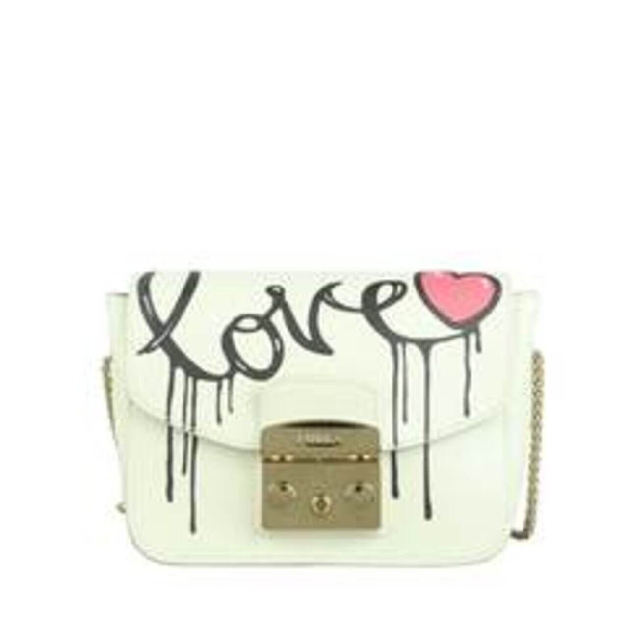 Furla Small White Bag With Love Design Sling Bag