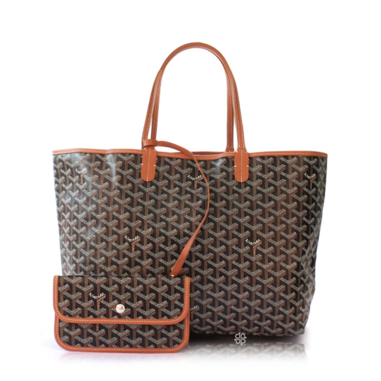 Goyard ST Louis PM Chevron Bag In Black Tan