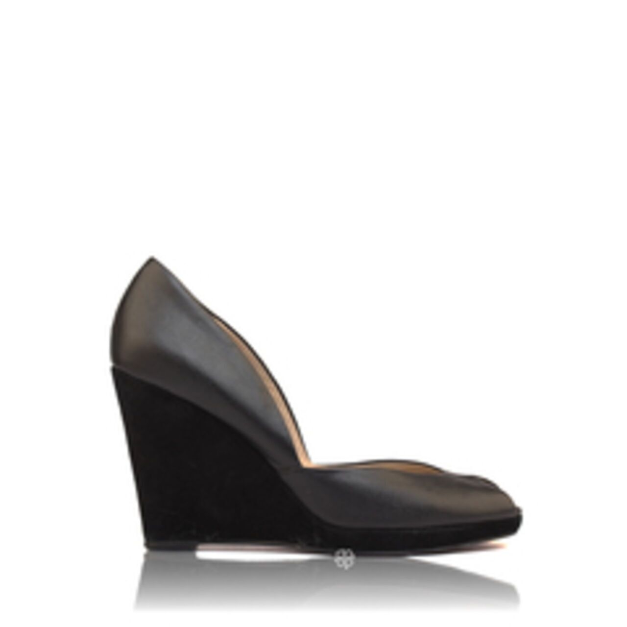 Michael Kors Peep Toe Wedges Latvia Suede Leather Black Wedges