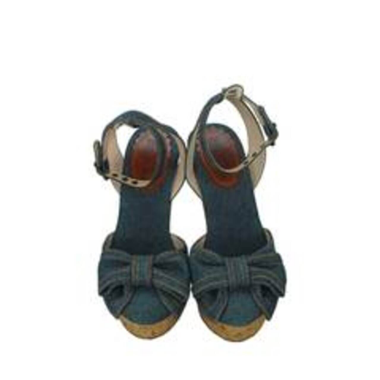 Red Valentino Bow Jeans Blue Wedges