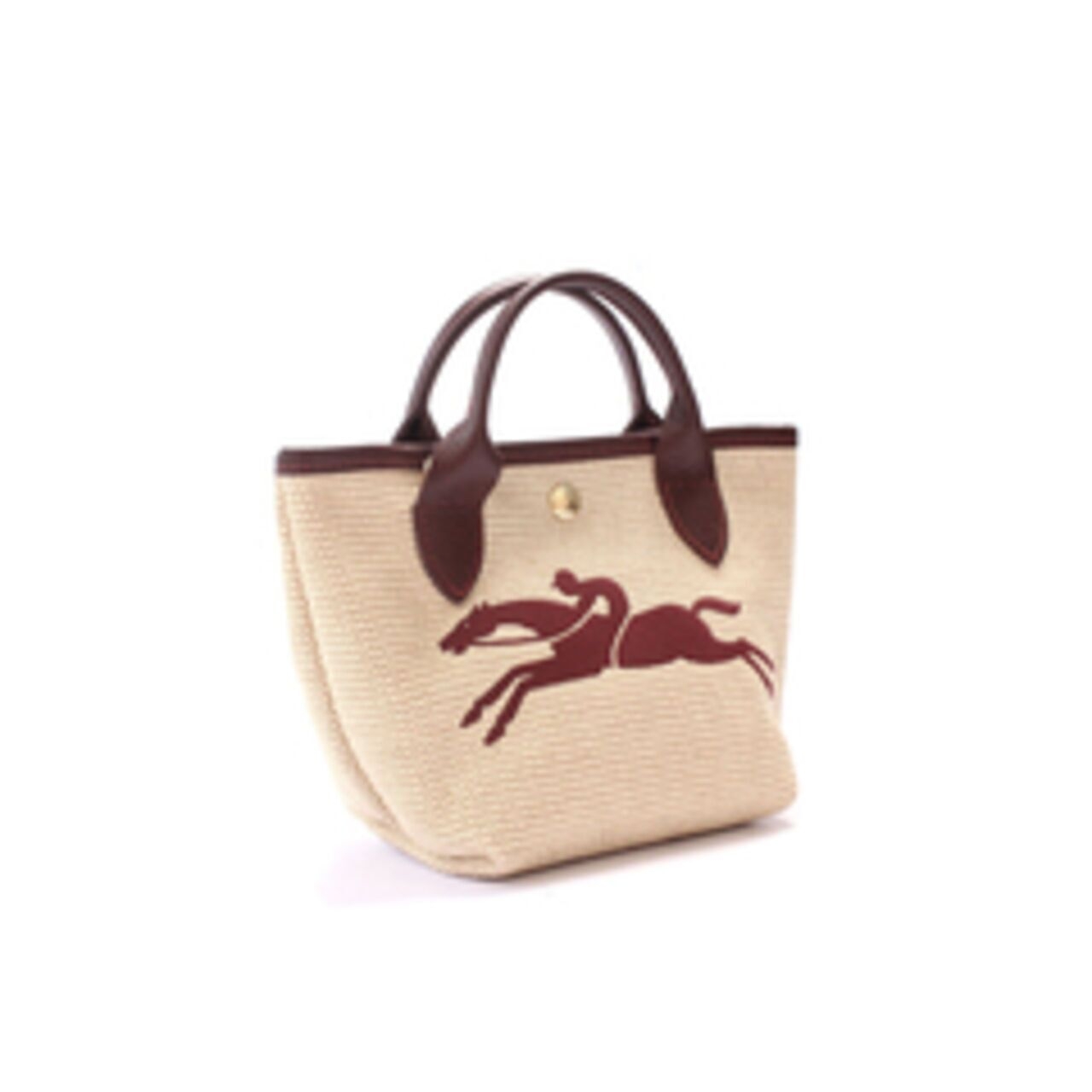Longchamp Le Pliage Heritage Leather Logo Straw Bags In Red Satchel
