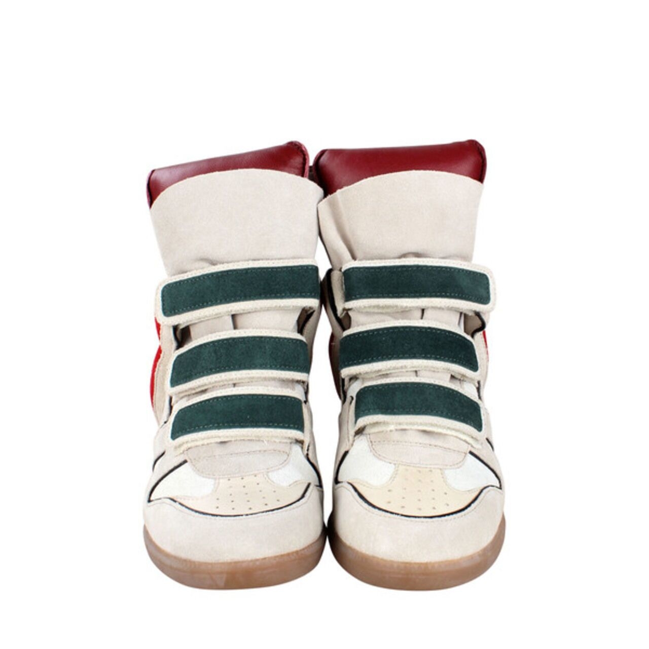 Isabel Marant Beige Suede Red Green High Top Sneakers