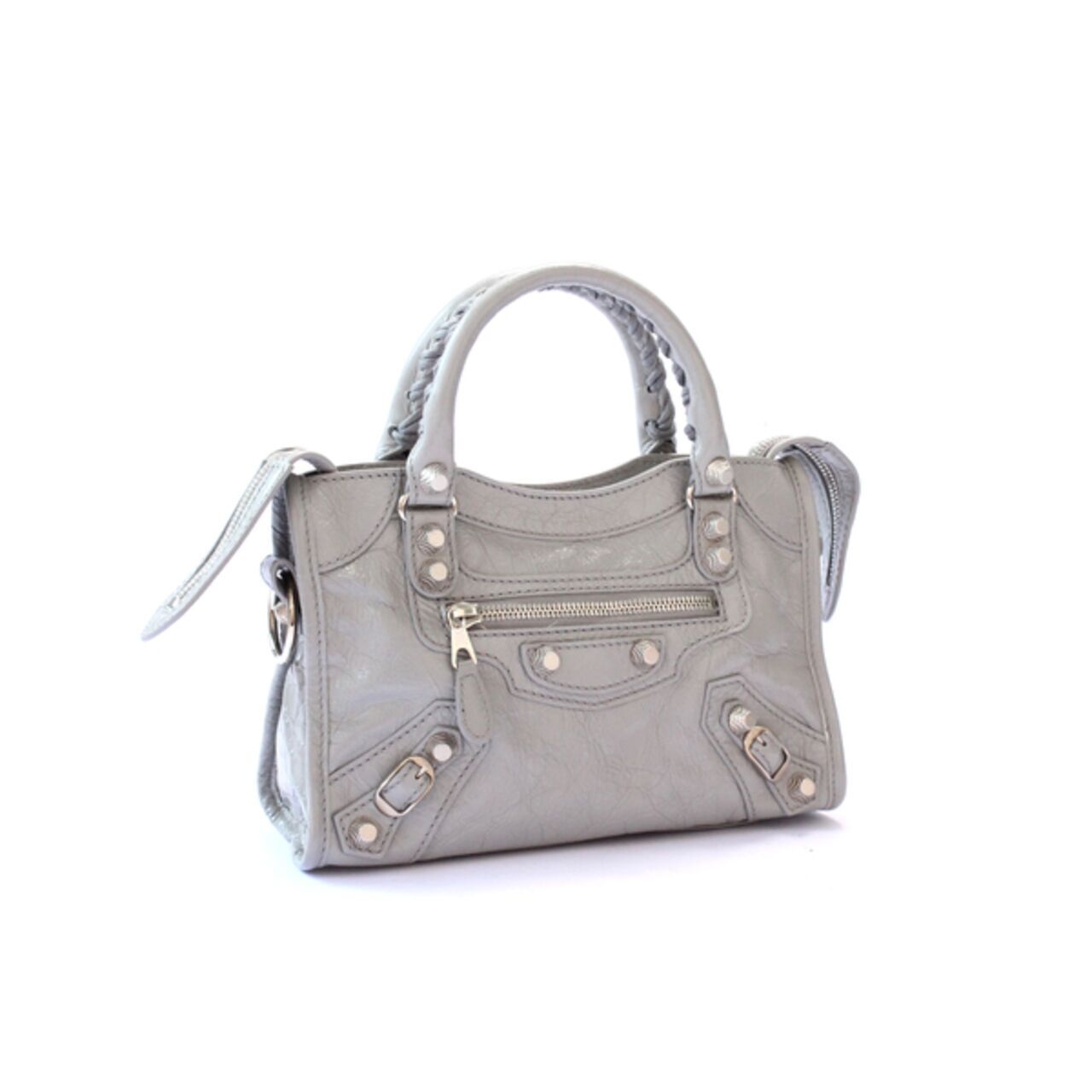 Balenciaga Mini City Bag Grey Lambskin Leather Giant 12 Silver