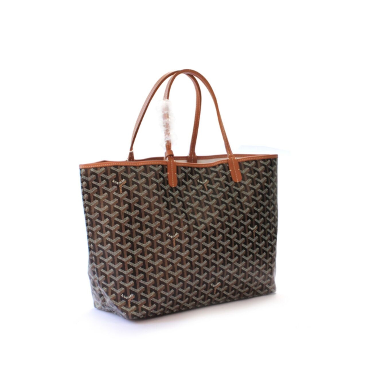 Goyard ST Louis PM Chevron Bag In Black Tan