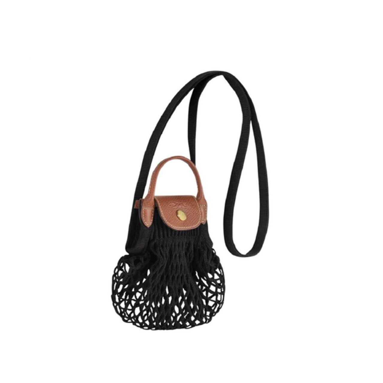 Longchamp Le Pliage Filet Top Handle Bag Size XS In Black