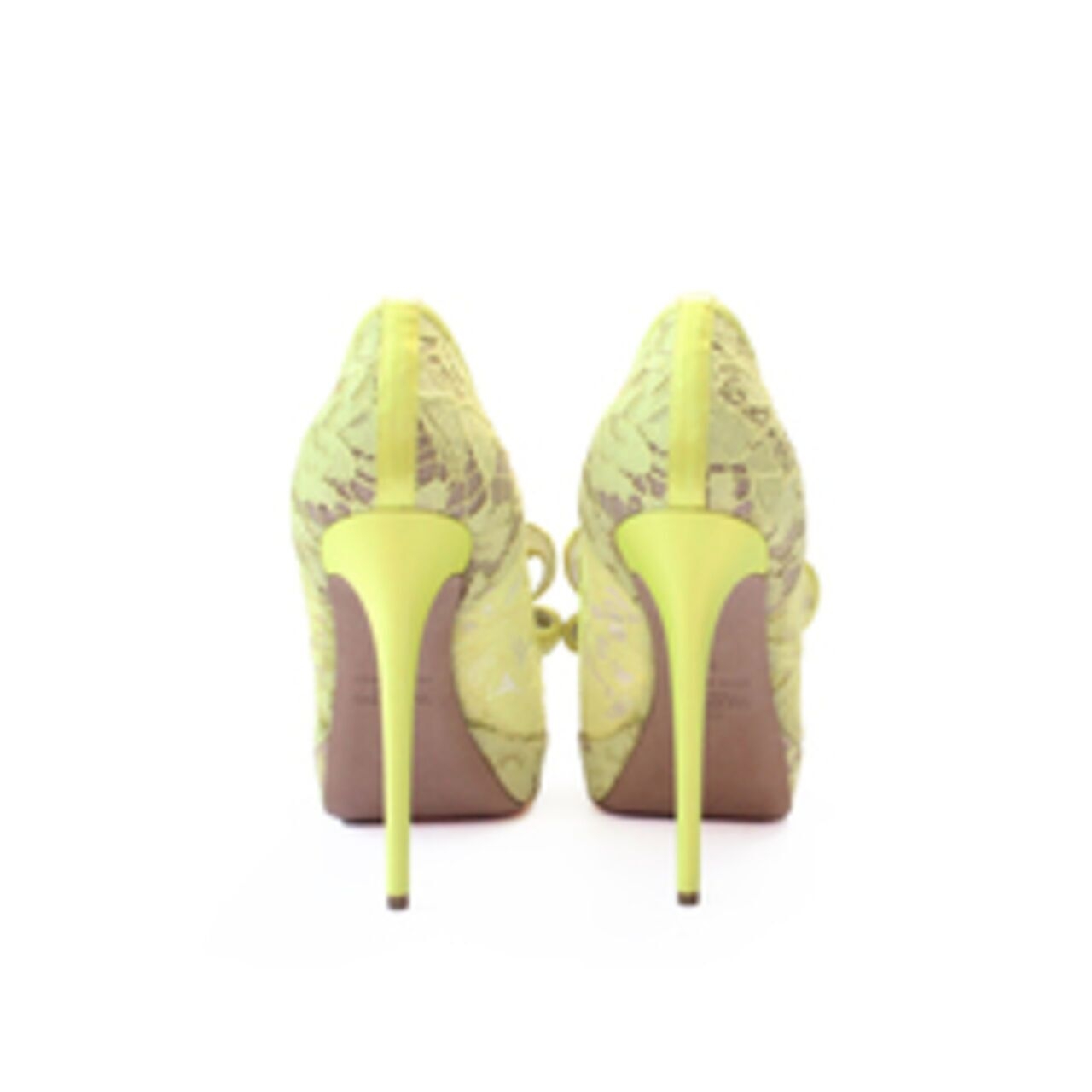 Valentino Garavani Mesh Lace Platform Heels In Yellow Heels