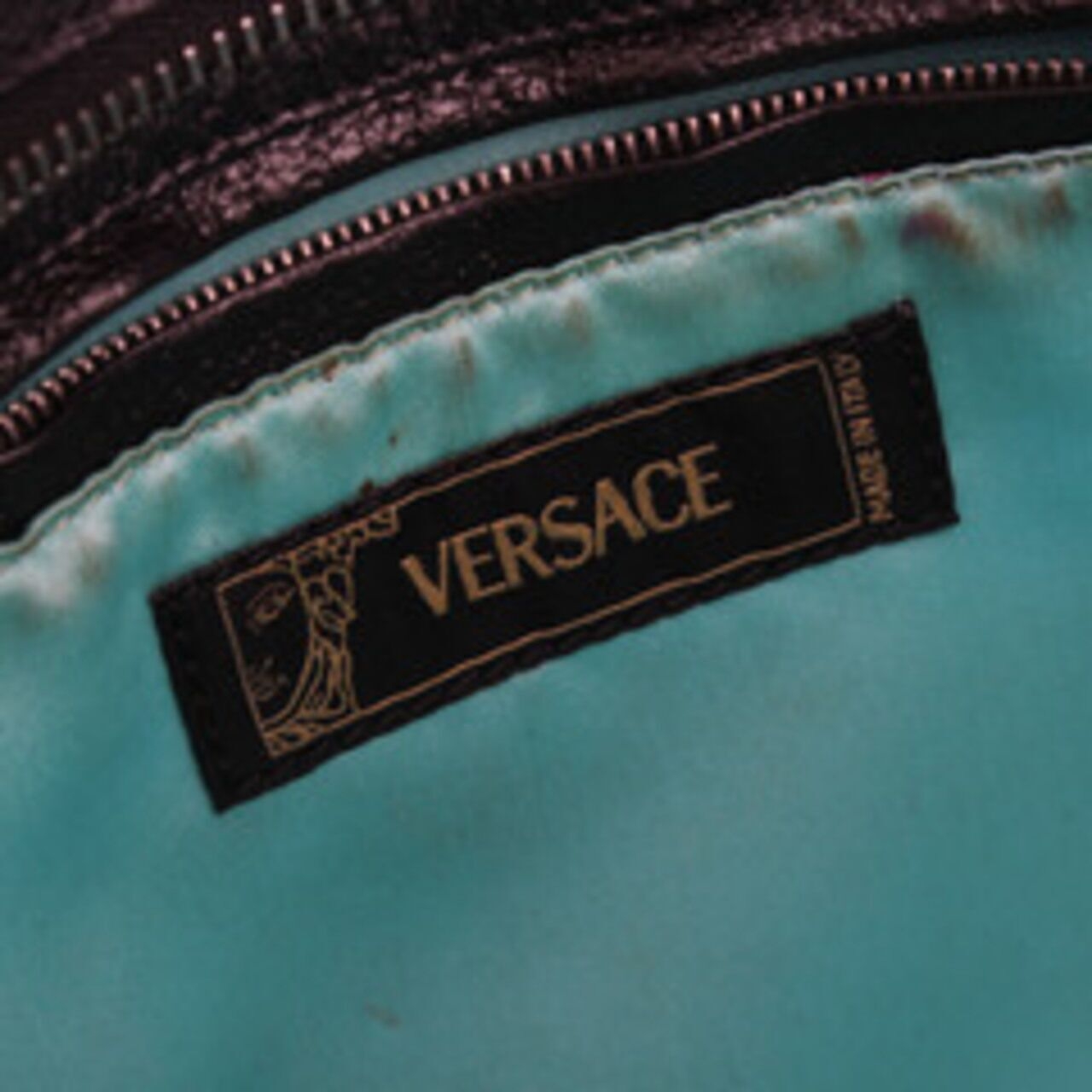 Versace Black Canvas Logo Handbag