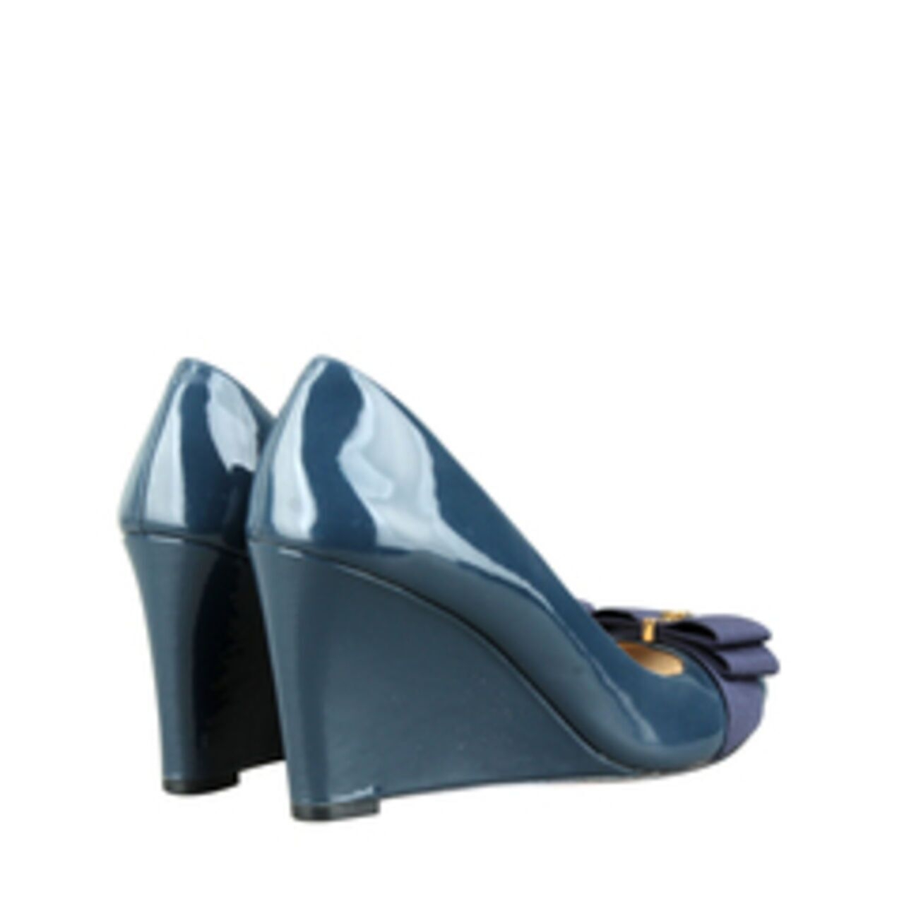 Tory Burch Peep Toe Blue Wedges