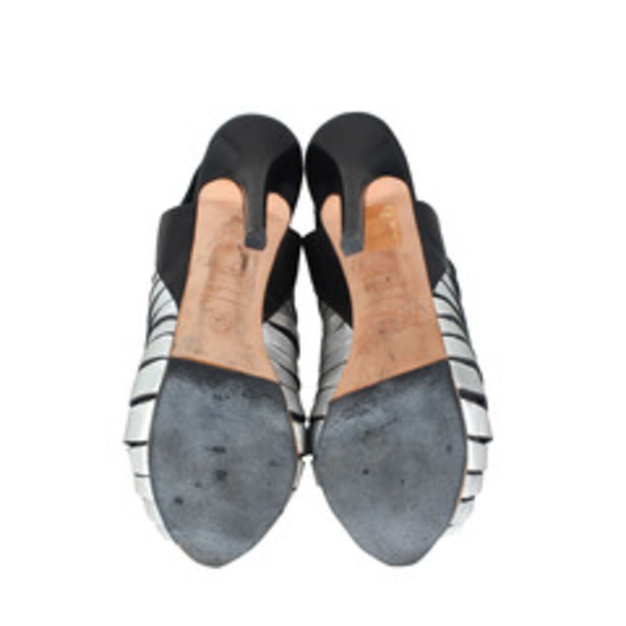 Alexander McQueen Sandals Black Leather Schutz Cutout Heels
