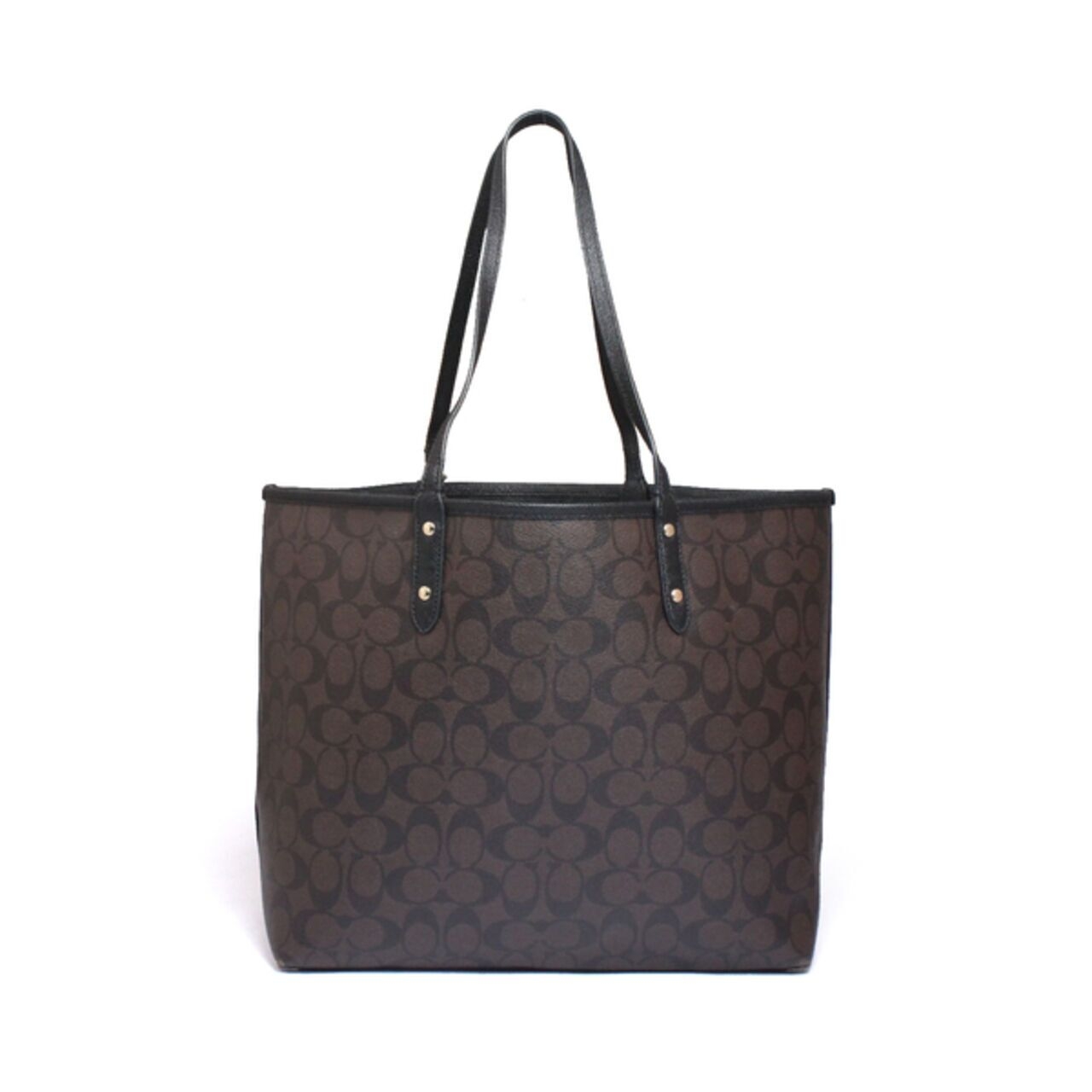 Coach Tote Bag Signature Open City Brown Black